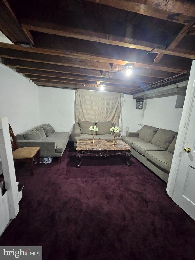 basement with carpet