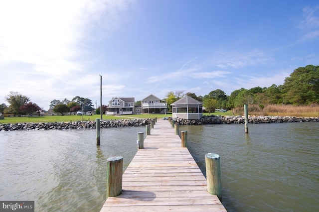 view of dock featuring a water view