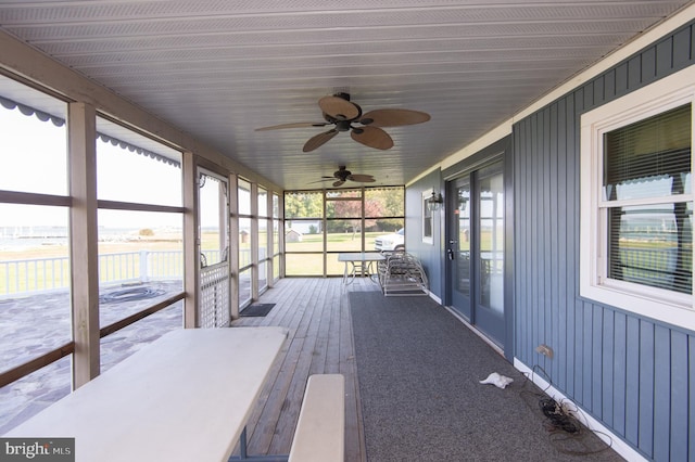 view of unfurnished sunroom