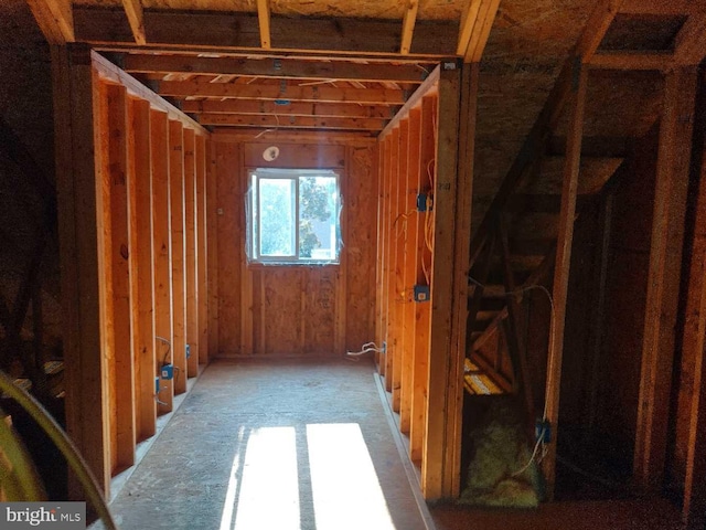 view of unfinished attic