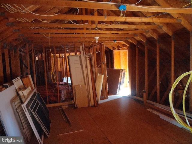 view of unfinished attic