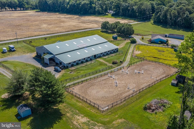 drone / aerial view with a rural view