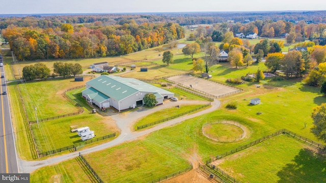 aerial view with a rural view