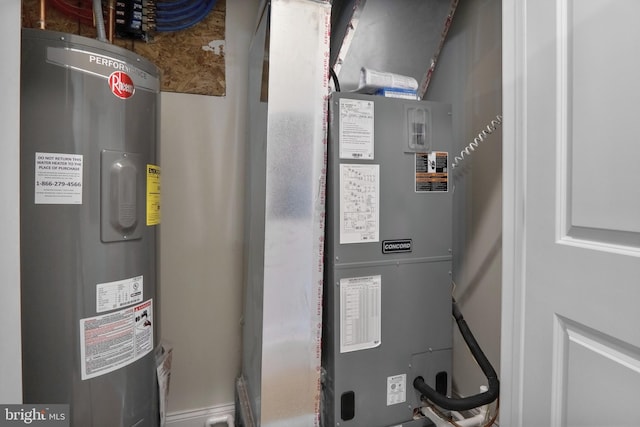 utility room with electric water heater