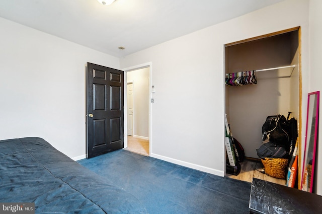 bedroom with carpet, a spacious closet, and a closet