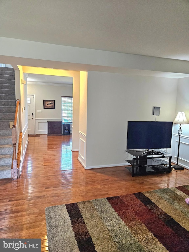 living room with wood-type flooring