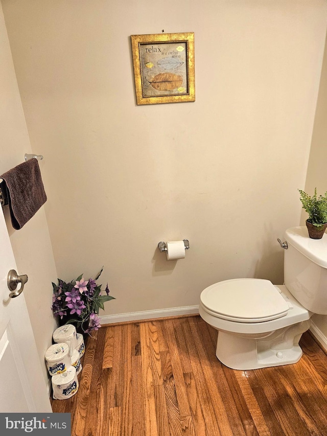 bathroom with toilet and wood-type flooring