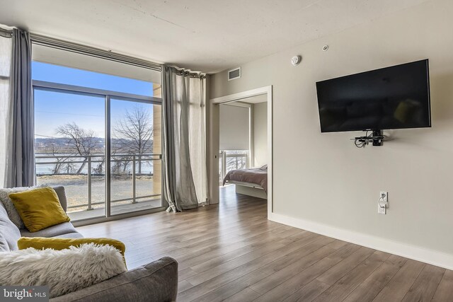 living room featuring wood-type flooring