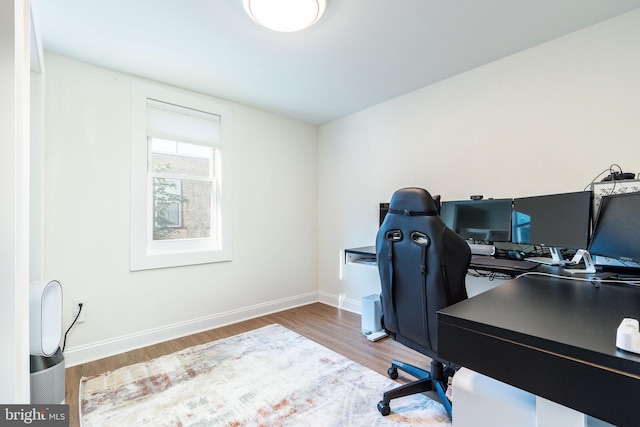 office featuring hardwood / wood-style flooring