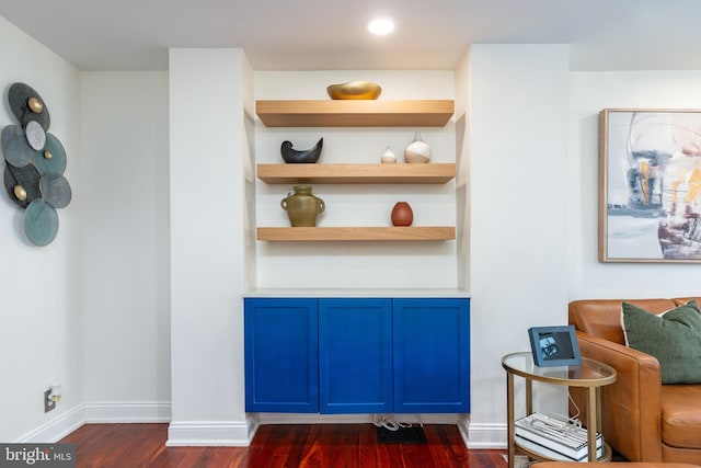 interior space with dark hardwood / wood-style flooring