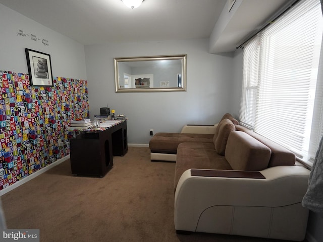 living room with carpet flooring