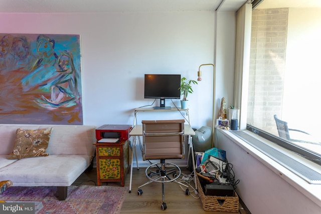 office area featuring hardwood / wood-style floors