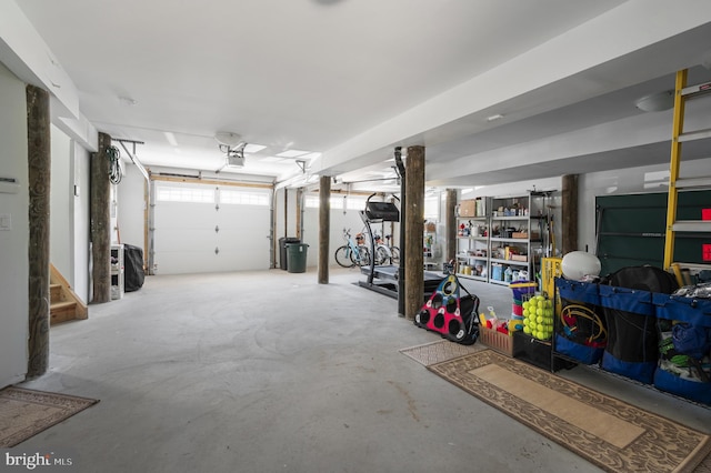 garage with a garage door opener