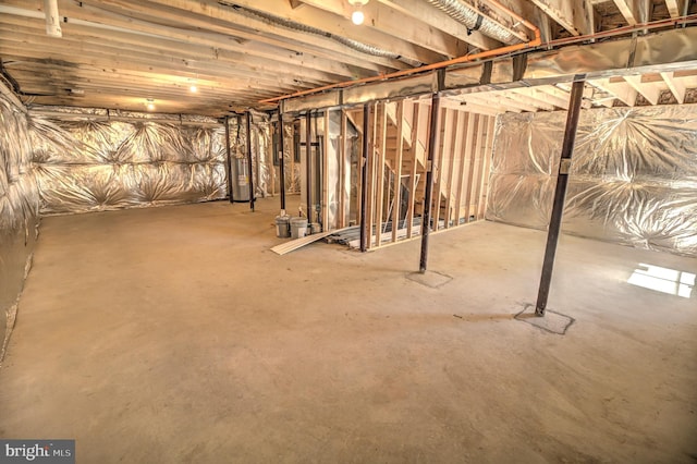 basement with water heater