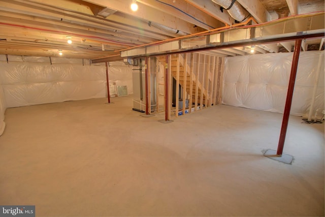 basement with heating unit