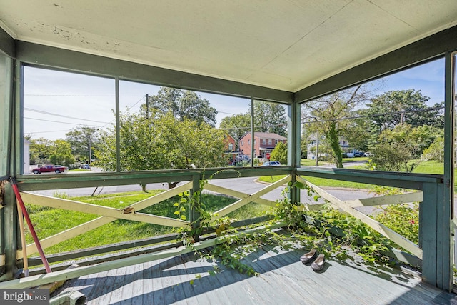 view of unfurnished sunroom