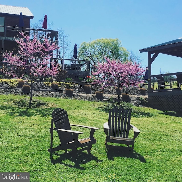 view of yard featuring a deck