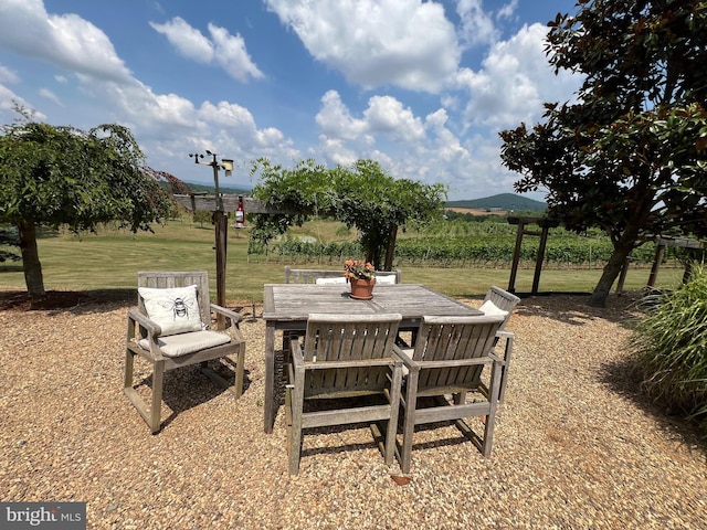 view of yard with outdoor dining space