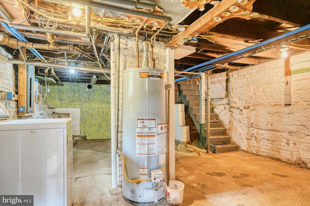 basement featuring water heater