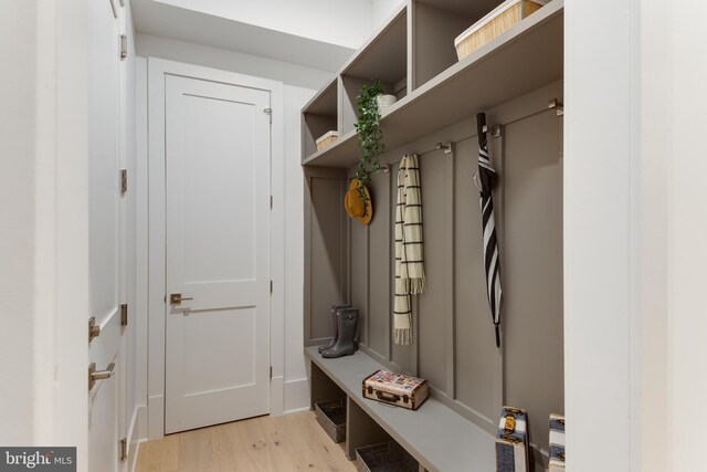 mudroom featuring light wood-type flooring