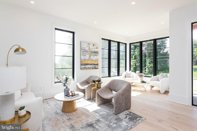 interior space with light hardwood / wood-style floors