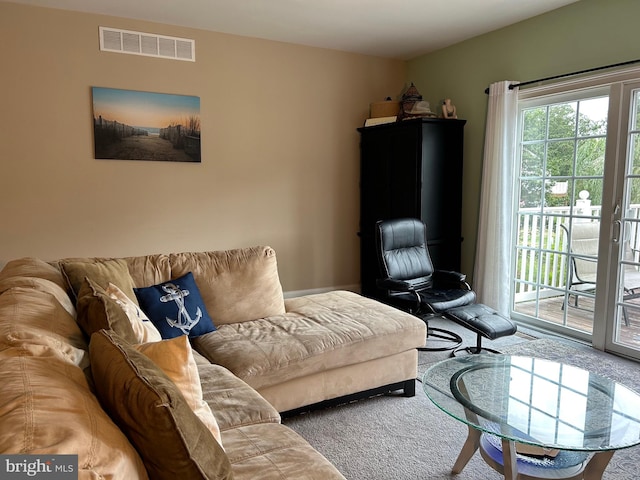 living room featuring carpet floors