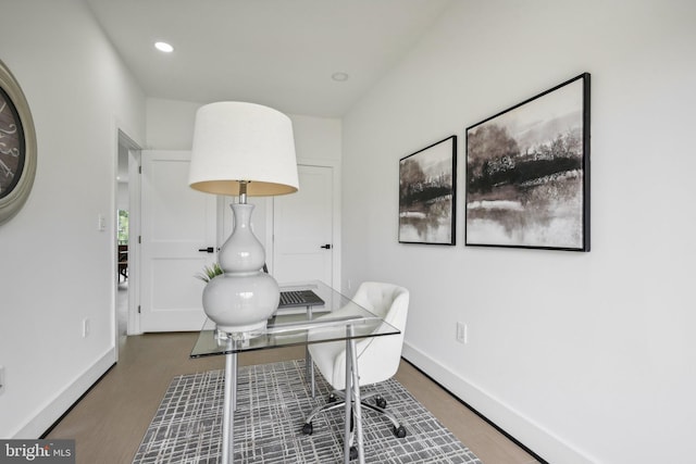 office featuring dark wood-type flooring