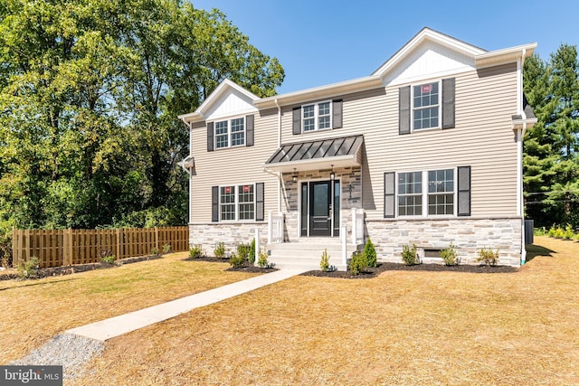 view of front facade with a front yard