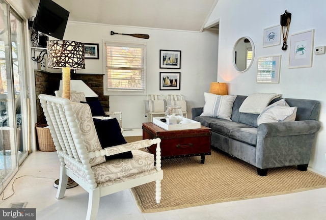 interior space with ornamental molding and a healthy amount of sunlight