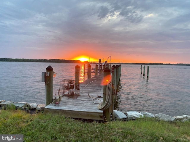 dock area featuring a water view