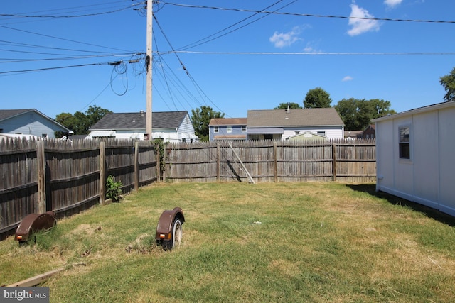 view of yard featuring a fenced backyard