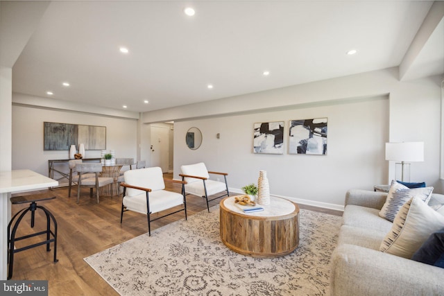 living room with light hardwood / wood-style floors