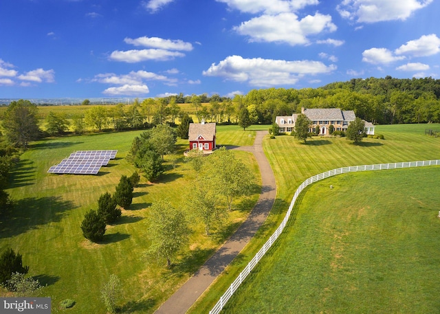 aerial view with a rural view