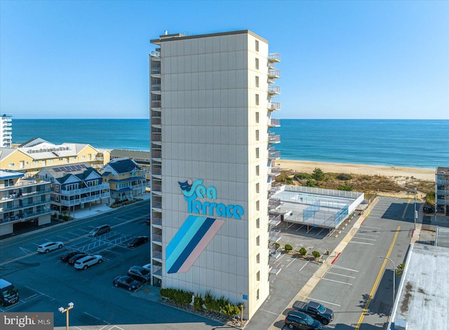 property view of water featuring a view of the beach