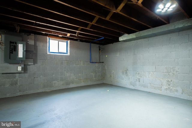 basement with electric panel