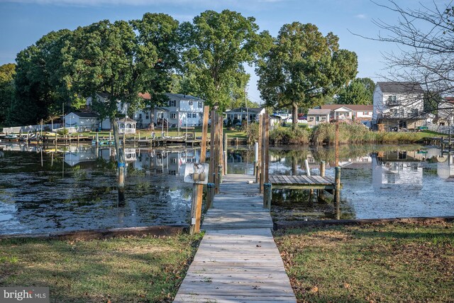 dock area with a water view