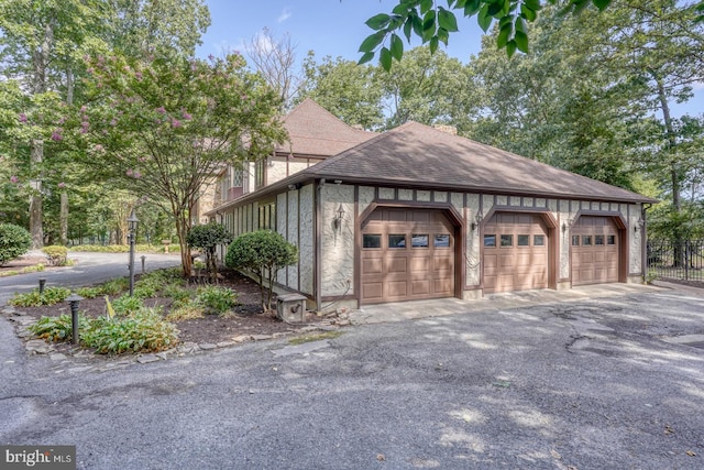 exterior space featuring a garage