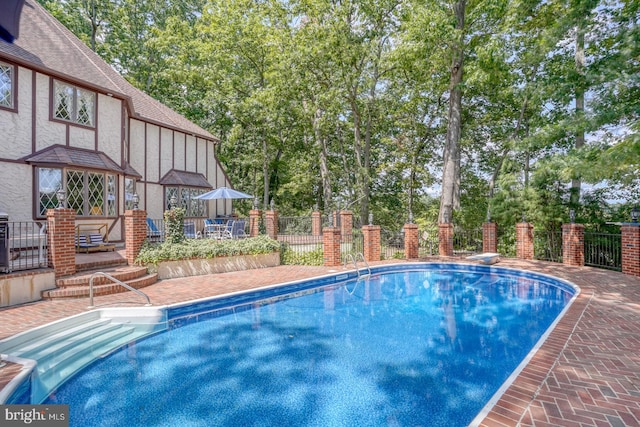 view of pool featuring a patio