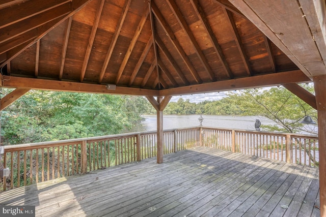 wooden terrace with a gazebo