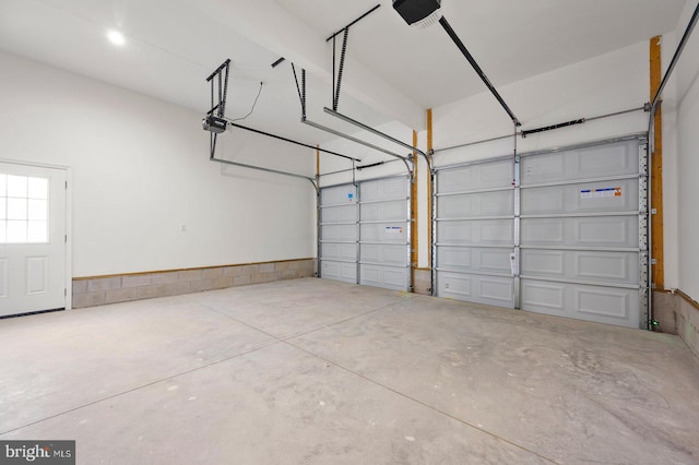 garage with a garage door opener