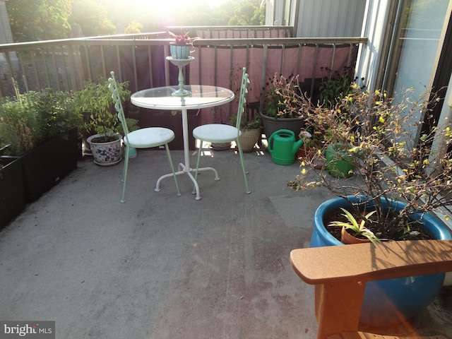 balcony with a patio area