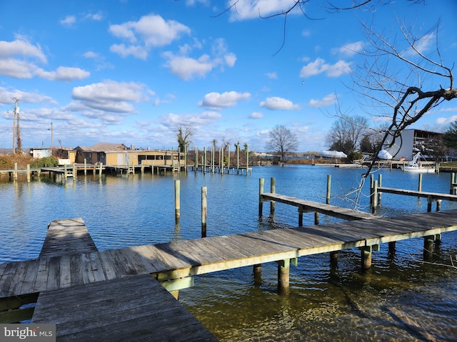 view of dock featuring a water view