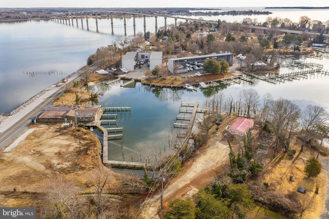 bird's eye view featuring a water view