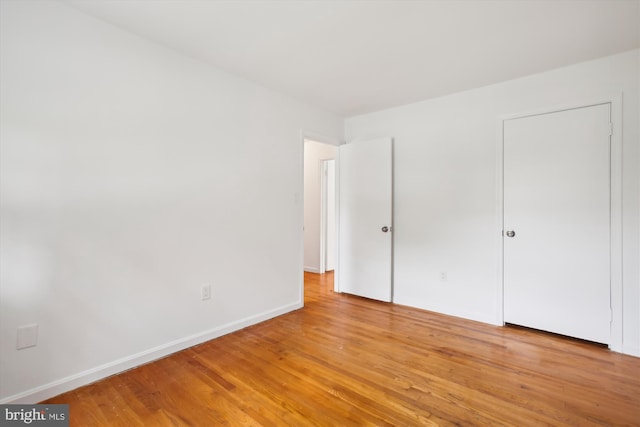 unfurnished bedroom with light hardwood / wood-style floors