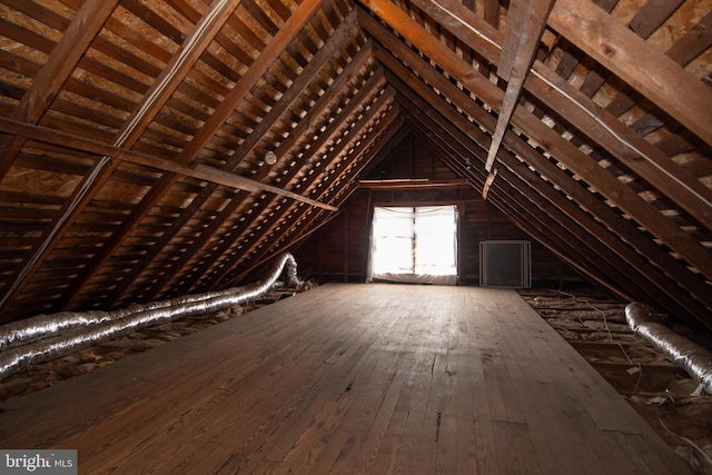 view of unfinished attic