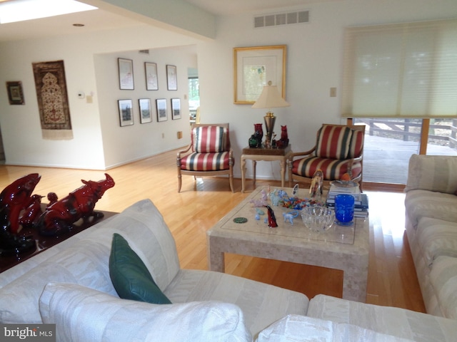 living room with wood-type flooring