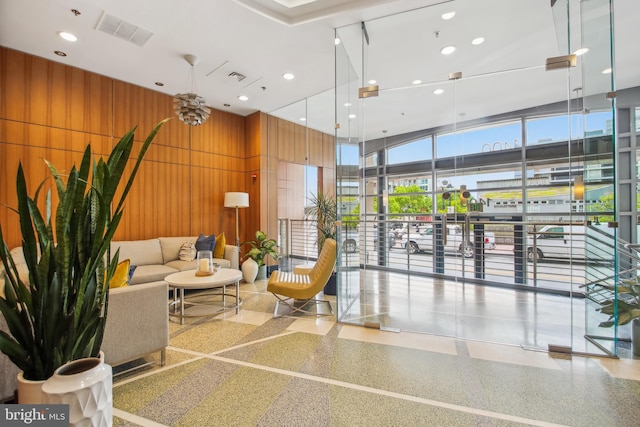 building lobby featuring visible vents