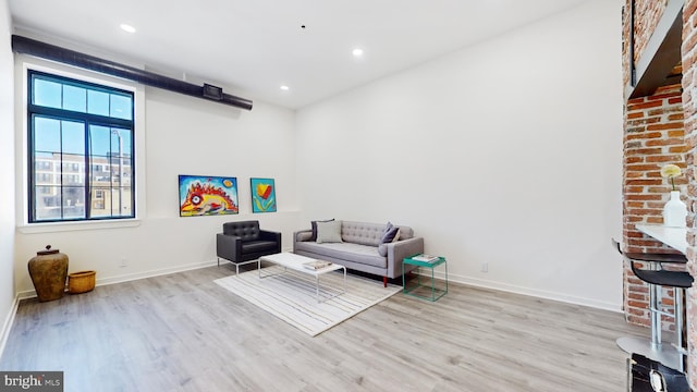 living room featuring light wood-type flooring