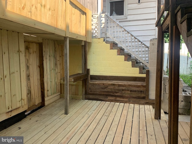 wooden terrace with stairs