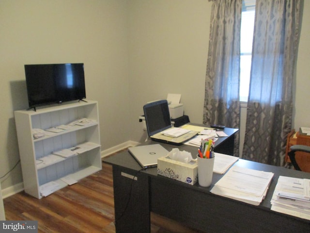 office featuring dark hardwood / wood-style floors